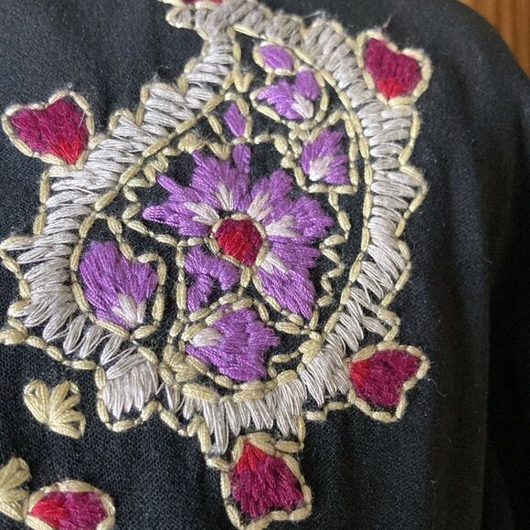 Coldwater Creek Open Front Paisley Embroidered Lined Jacket Size L - Picture 4 of 9